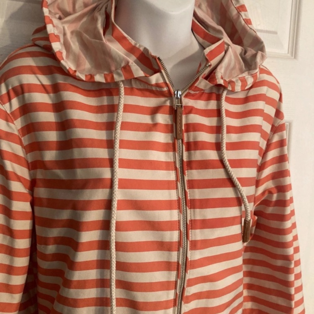 Women's Lafayette 148 NY Striped Lightweight Peach Rose & Tan Jacket - Picture 2 of 16